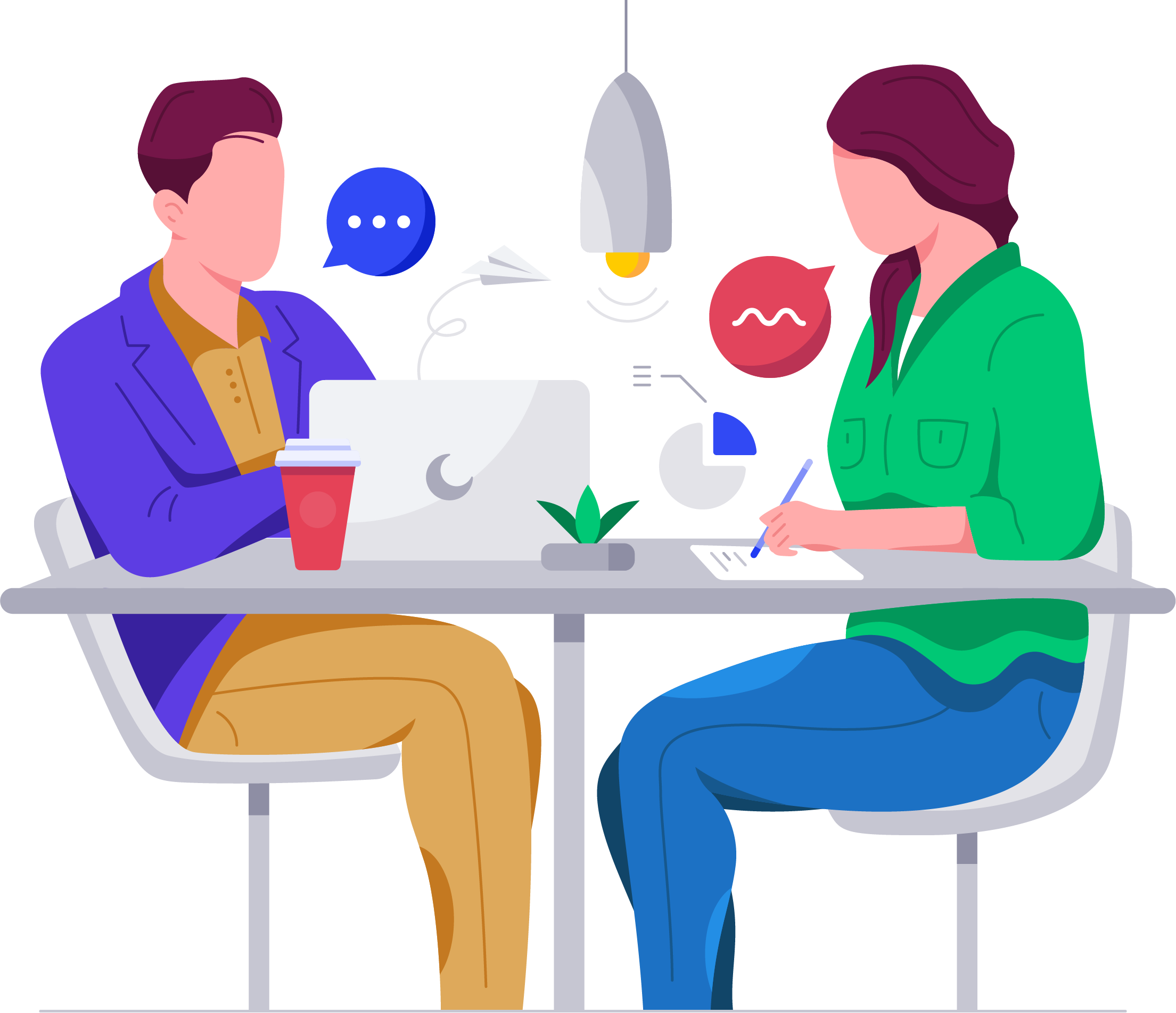 A mentor and mentee in a focused one-on-one conversation